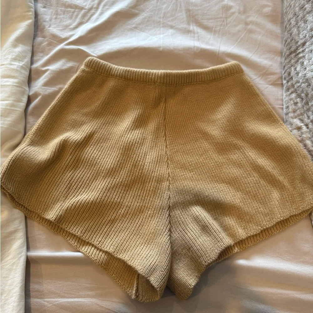 Sabo Skirt Tan High Waist Knit Shorts